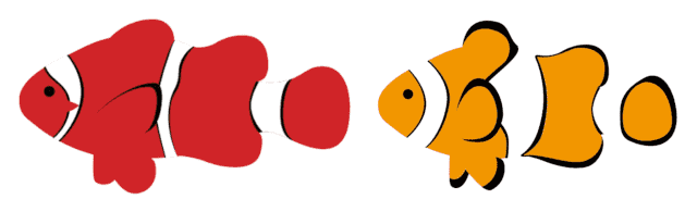 スパインチークアネモネフィッシュとカクレクマノミ比較イラスト