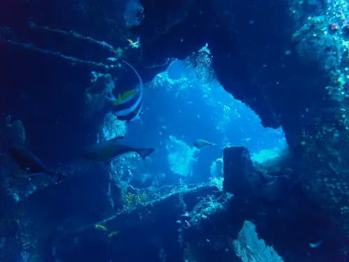 バリ島トランベンの沈船内部の海景