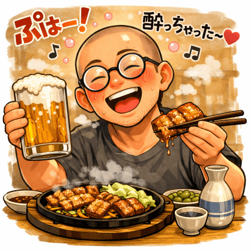 バリヒンドゥ教のニュピの楽しみは食事とお酒というイメージイラスト