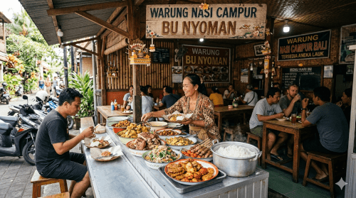 バリ島のナシチャンプルのローカルワルンのイメージ画像