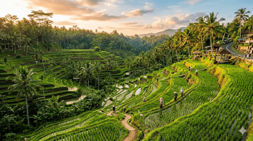バリ島のテガラランのライステラスの風景のイメージ画像